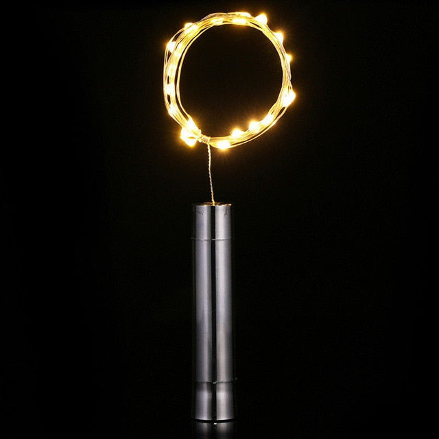 String Lights Silver LED Wine Bottle Lights Battery Powered Cork Shape Glass Bottle Stopper Lamp Christmas Garlands Decor