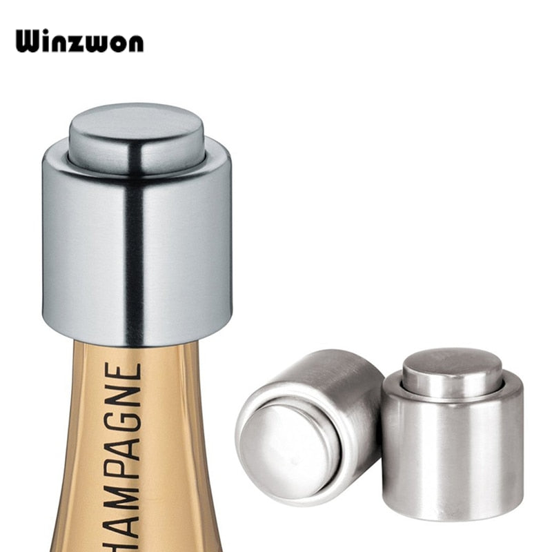 1Pcs Silver Stainless Steel Wine Bottle Stopper Champagne Vacuum Saver Preserver Pump Sealer Home Kitchen Restaurant Bar Tool